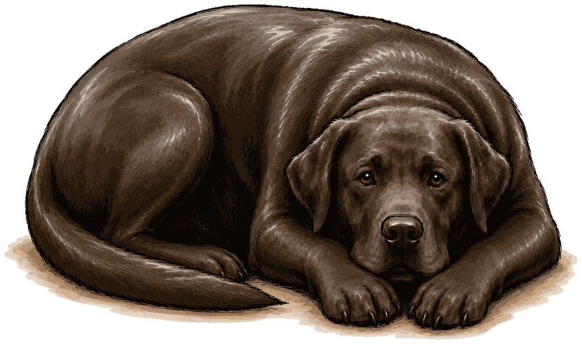 Lola, a large chocolate Labrador.